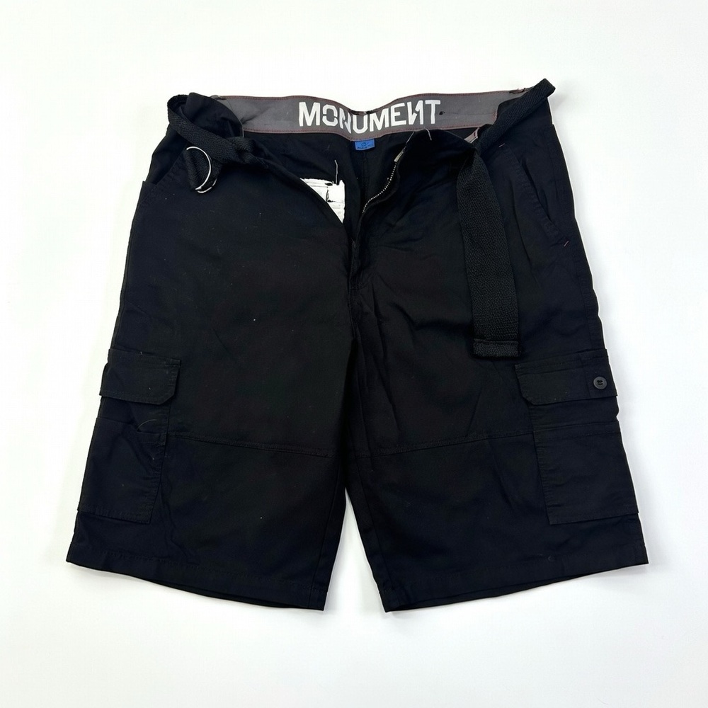 Monument  Black Cargo Shorts size 36 with Web Belt
